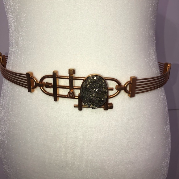 Gianfranco ferre belt. Gold color and pyrite stone main image 11